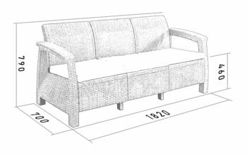 Deokork Záhradná ratanová pohovka CORFU LOVE SEAT MAX (antracit)