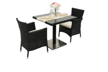 Deokork Záhradná ratanová zostava GINA II. 1+2 (čierna)