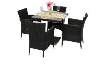 Deokork Záhradná ratanová zostava GINA II. 1+4 (čierna)