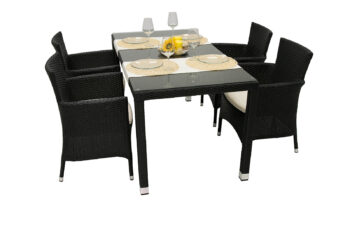 Deokork Záhradná ratanová zostava MODENA II. 1+4 (čierna)