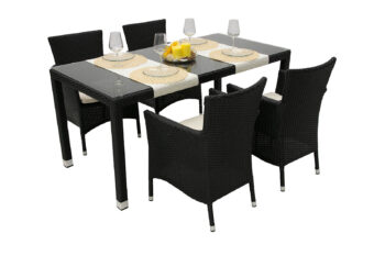 Deokork Záhradná ratanová zostava MODENA II. 1+4 (čierna)