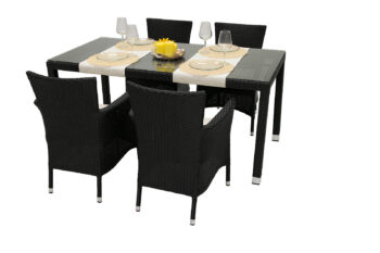 Deokork Záhradná ratanová zostava MODENA II. 1+4 (čierna)