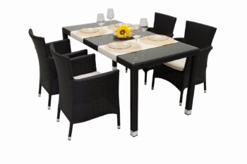 Deokork Záhradná ratanová zostava MODENA II. 1+4 (čierna)