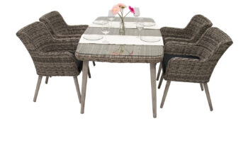 Deokork Záhradná ratanová zostava VICTORIA 1+4 (sivá)