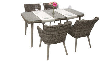 Deokork Záhradná ratanová zostava VICTORIA 1+4 (sivá)