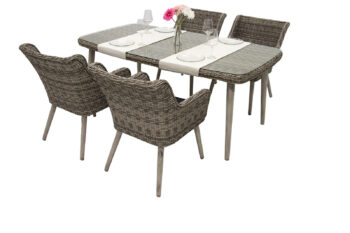 Deokork Záhradná ratanová zostava VICTORIA 1+4 (sivá)