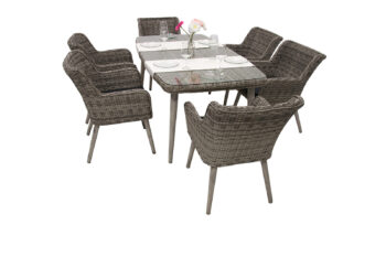 Deokork Záhradná ratanová zostava VICTORIA 1+6 (sivá)