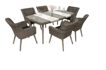 Deokork Záhradná ratanová zostava VICTORIA 1+6 (sivá)