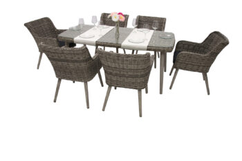 Deokork Záhradná ratanová zostava VICTORIA 1+6 (sivá)