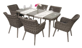 Deokork Záhradná ratanová zostava VICTORIA 1+6 (sivá)