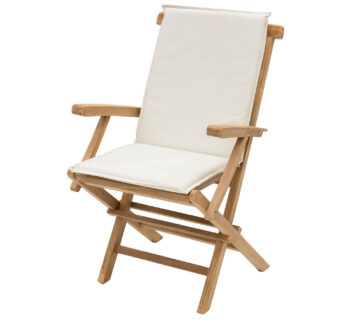 Deokork Záhradná skladacia kreslo s poduškou IVORY (teak)