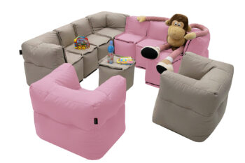 Deokork Záhradný detský textilný stolík/taburet MODULTEX KIDS (cappuccino)