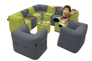 Deokork Záhradný detský textilný stolík/taburet MODULTEX KIDS (sivá)