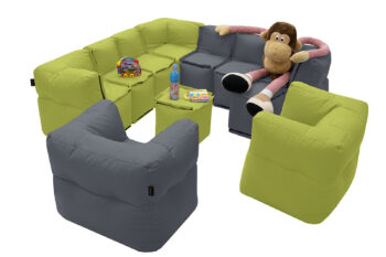 Deokork Záhradný detský textilný stolík/taburet MODULTEX KIDS (sivá)