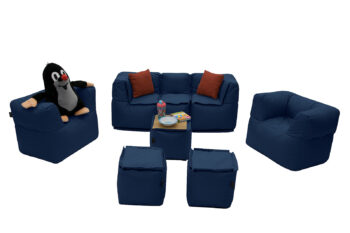 Deokork Záhradný detský textilný stolík/taburet MODULTEX KIDS (tmavo modrá)