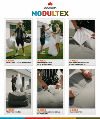 Deokork Záhradný detský textilný stolík/taburet MODULTEX KIDS (tmavo modrá)