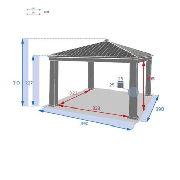 Deokork Záhradný hliníkový altánok PREMIUM 3,9 x 3,9 m (šedá)