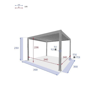 Deokork Záhradný hliníkový altánok elektrický MEGAN 3,6x3,6 m (efekt dreva)