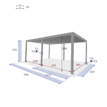 Deokork Záhradný hliníkový altánok elektrický MEGAN 6x3,6 m (efekt dreva)