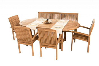 Deokork Záhradný oválný stôl SANTIAGO 160/210 x 100 cm (teak)