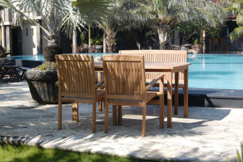 Deokork Záhradný pevný stôl obdĺžnik HARMONY 150x90 cm (teak)