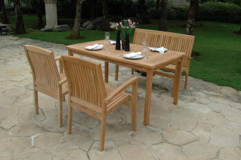 Deokork Záhradný pevný stôl obdĺžnik HARMONY 150x90 cm (teak)