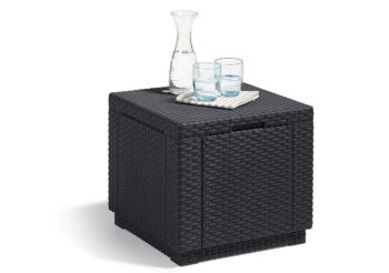 Deokork Záhradný ratanový taburet CUBE (antracit) ZADARMO PODUŠKA