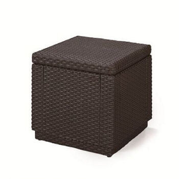 Deokork Záhradný ratanový taburet CUBE (hnedý) ZADARMO PODUŠKA