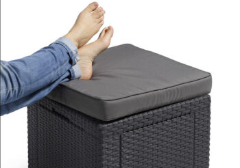 Deokork Záhradný ratanový taburet CUBE (hnedý) ZADARMO PODUŠKA