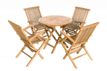 Deokork Záhradný skládací stôl IVORY ⌀ 80 cm (teak)