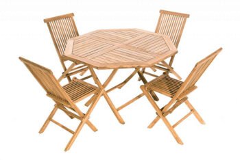 Deokork Záhradný skládací stôl osemuholník HAGEN ⌀ 120 cm (teak)