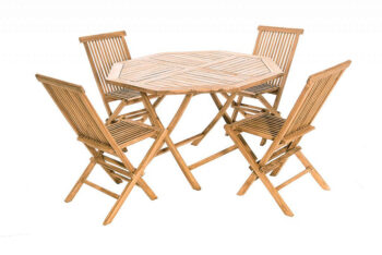 Deokork Záhradný skládací stôl osemuholník HAGEN ⌀ 120 cm (teak)