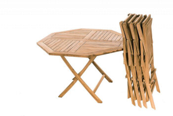 Deokork Záhradný skládací stôl osemuholník HAGEN ⌀ 120 cm (teak)