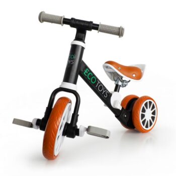 Detská balančná trojkolka v čiernej farbe Ecotoys