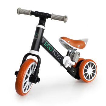 Detská balančná trojkolka v čiernej farbe Ecotoys