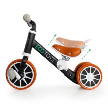 Detská balančná trojkolka v čiernej farbe Ecotoys