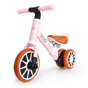 Detská balančná trojkolka v ružovej farbe Ecotoys