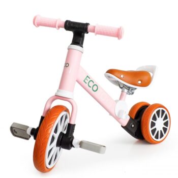 Detská balančná trojkolka v ružovej farbe Ecotoys