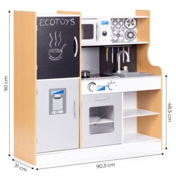 Detská kuchynka so zvukmi, LED a tabuľou na kriedu + doplnky