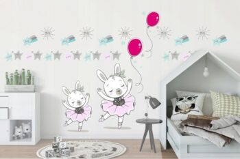 Detská nálepka na stenu pre dievčatko zajačik baletka 100 x 200 cm
