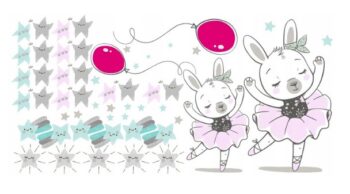 Detská nálepka na stenu pre dievčatko zajačik baletka 60 x 120 cm