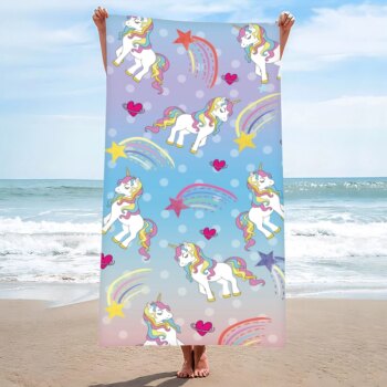 Detská plážová osuška s jednorožcami Šírka: 100 cm | Dĺžka: 180 cm