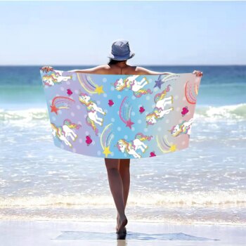 Detská plážová osuška s jednorožcami Šírka: 100 cm | Dĺžka: 180 cm