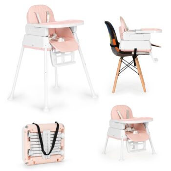 Detská stolička na kŕmenie 3v1 skladacia Ecotoys Pink