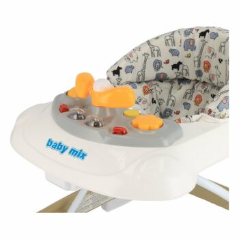 Detské chodítko Baby Mix s volantom a silikónovými kolieskami cappucino