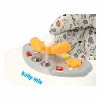 Detské chodítko Baby Mix s volantom a silikónovými kolieskami sivé