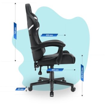 Detské herné kreslo HC - 1004 čiernej farby s bielym detailom