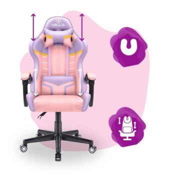 Detské herné kreslo HC - 1004 ružovo fialovej farby so žltým detailom