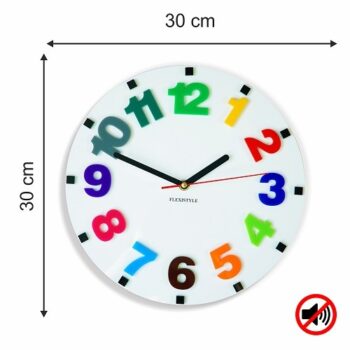 Detské nástenné hodiny s farebnými číslami červená