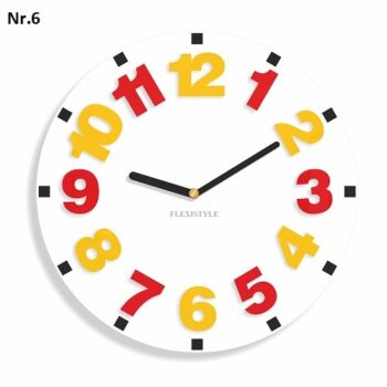 Detské nástenné hodiny s farebnými číslami žltá